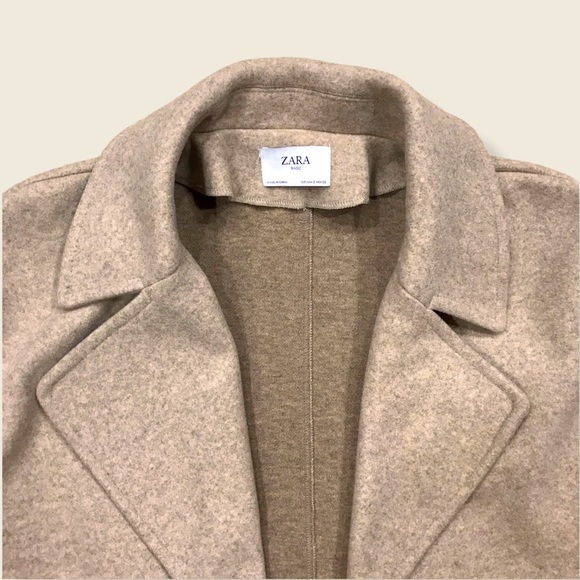 Zara Open Front Casual Trench Woollike Coat/Jacket - Picture 3 of 14